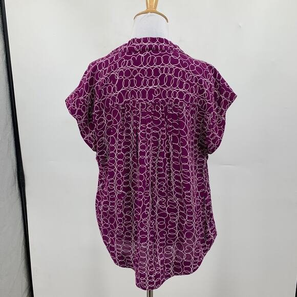 Maeve Blouse Womens S Small Raffine Cap Sleeve Button Front Pocket Curved Hem - Picture 6 of 13